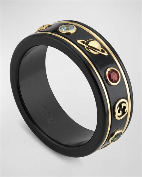 gucci icon ring black|gucci textured icon ring.